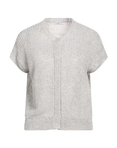 Peserico Woman Cardigan Grey Size 10 Linen, Polyamide In Multi