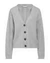 Peserico Woman Cardigan Grey Size 10 Virgin Wool, Silk, Viscose, Cashmere, Polyester
