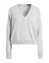 Peserico Woman Cardigan Grey Size 12 Virgin Wool, Silk, Cashmere, Metallic Fiber In Gray