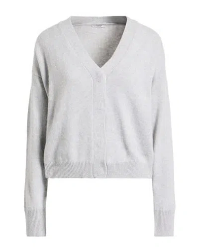 Peserico Woman Cardigan Grey Size 12 Virgin Wool, Silk, Cashmere, Metallic Fiber In Gray