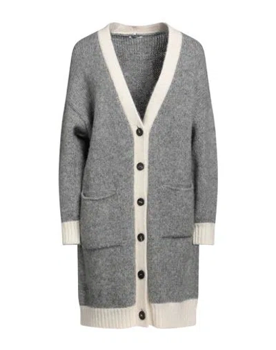 Peserico Woman Cardigan Grey Size 6 Alpaca Wool, Polyester, Polyamide, Merino Wool, Cashmere