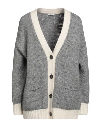 Peserico Woman Cardigan Grey Size 6 Alpaca Wool, Polyester, Polyamide, Merino Wool, Virgin Wool