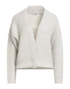 Peserico Woman Cardigan Grey Size 6 Baby Alpaca Wool, Nylon, Virgin Wool, Polyester