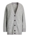 Peserico Woman Cardigan Grey Size 6 Virgin Wool, Silk, Cashmere, Alpaca Wool, Metallic Fiber In Gray