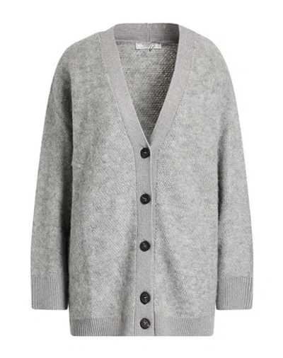 Peserico Woman Cardigan Grey Size 6 Virgin Wool, Silk, Cashmere, Alpaca Wool, Metallic Fiber In Gray