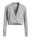 Peserico Woman Cardigan Grey Size 6 Virgin Wool, Silk, Viscose, Cashmere, Polyester In Gray