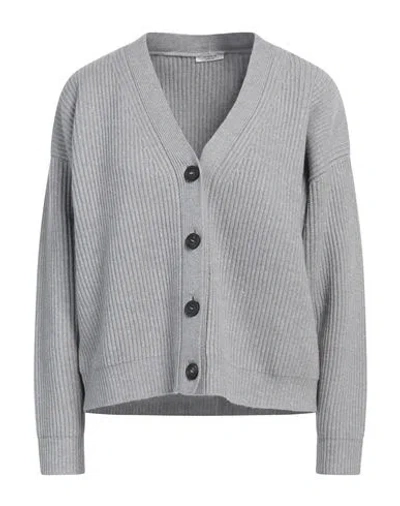 Peserico Woman Cardigan Grey Size 8 Virgin Wool, Silk, Viscose, Cashmere, Polyester