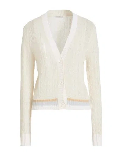 Peserico Woman Cardigan Ivory Size 2 Virgin Wool, Viscose, Silk, Cashmere, Metallic Fiber In White