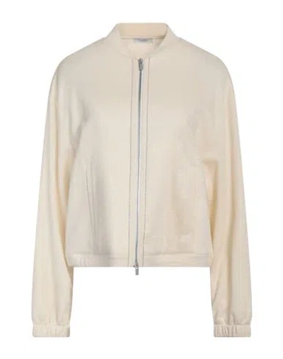 Peserico Woman Cardigan Ivory Size 6 Cotton, Linen, Polyamide In White