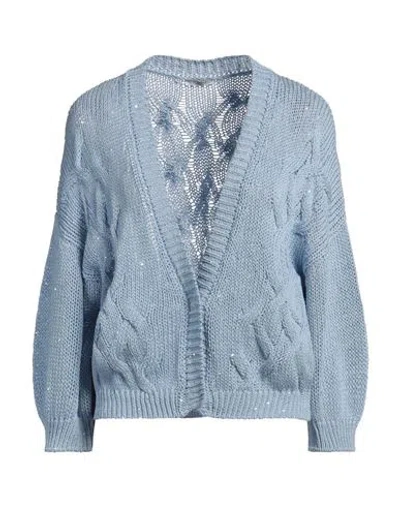 Peserico Woman Cardigan Light Blue Size 8 Cotton, Polyester