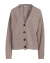 Peserico Woman Cardigan Light Brown Size 12 Virgin Wool, Silk, Viscose, Cashmere, Polyester In Neutral