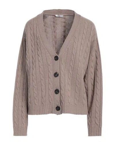 Peserico Woman Cardigan Light Brown Size 12 Virgin Wool, Silk, Viscose, Cashmere, Polyester In Sand