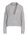 Peserico Woman Cardigan Light Grey Size 10 Baby Alpaca Wool, Nylon, Virgin Wool, Polyester