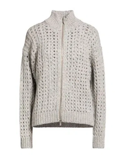Peserico Woman Cardigan Light Grey Size 2 Alpaca Wool, Virgin Wool, Polyamide, Viscose, Metal Fiber In Gray