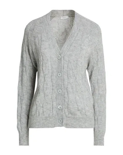 Peserico Woman Cardigan Light Grey Size 6 Alpaca Wool, Polyester, Polyamide, Virgin Wool In Gray