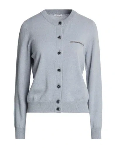 Peserico Woman Cardigan Light Grey Size 6 Cashmere, Rayon, Metallic Fiber In Gold