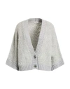 Peserico Woman Cardigan Light Grey Size 8 Virgin Wool, Rayon, Silk, Metallic Fiber, Cashmere In Gray