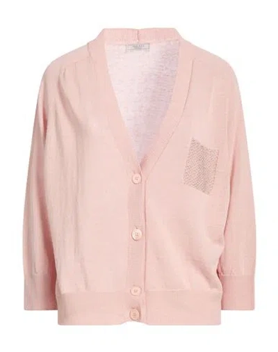 Peserico Woman Cardigan Light Pink Size 8 Linen, Cotton In Multi