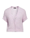 Peserico Woman Cardigan Lilac Size 6 Cotton, Polyester In Purple