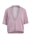 Peserico Woman Cardigan Mauve Size 8 Linen, Cotton, Metallic Fiber In Purple