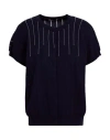 Peserico Woman Cardigan Midnight Blue Size 12 Cotton In Blue