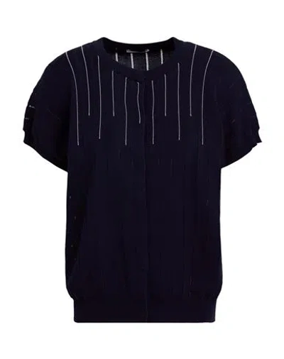 Peserico Woman Cardigan Midnight Blue Size 12 Cotton