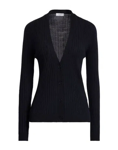 Peserico Woman Cardigan Midnight Blue Size 12 Virgin Wool In Black