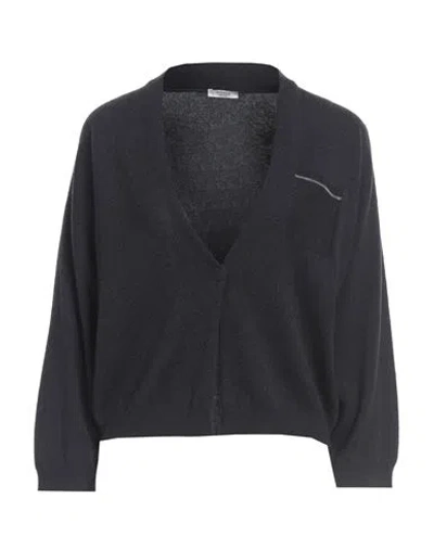 Peserico Woman Cardigan Midnight Blue Size 4 Virgin Wool, Silk, Cashmere