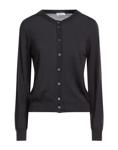 Peserico Woman Cardigan Midnight Blue Size 6 Merino Wool In Black