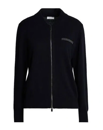 Peserico Woman Cardigan Midnight Blue Size 6 Virgin Wool, Silk, Cashmere In Black