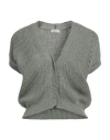 Peserico Woman Cardigan Military Green Size 4 Cotton, Polyester In Green