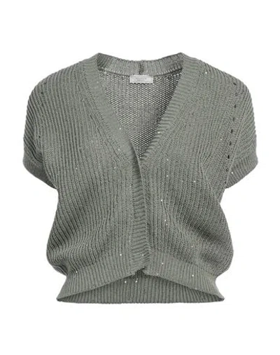 Peserico Woman Cardigan Military Green Size 4 Cotton, Polyester