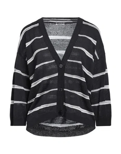 Peserico Woman Cardigan Navy Size 4 Linen, Cotton, Viscose, Metallic Fiber In Navy