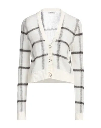 Peserico Woman Cardigan Off White Size 10 Alpaca Wool, Polyamide, Virgin Wool, Viscose, Metallic Fib