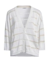 Peserico Woman Cardigan Off White Size 10 Linen, Cotton, Viscose, Metallic Fiber In Off White