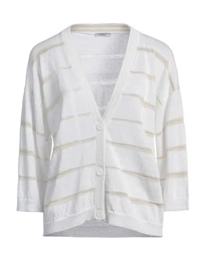 Peserico Woman Cardigan Off White Size 10 Linen, Cotton, Viscose, Metallic Fiber