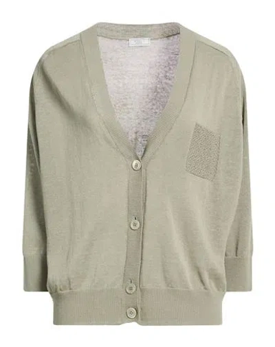 Peserico Woman Cardigan Sage Green Size 10 Linen, Cotton