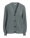Peserico Woman Cardigan Sage Green Size 14 Virgin Wool, Silk, Cashmere, Metallic Fiber