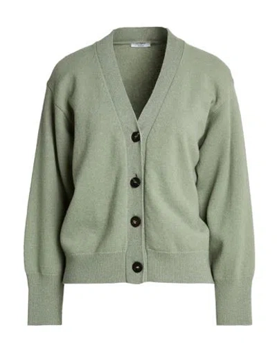 Peserico Woman Cardigan Sage Green Size 6 Wool, Cashmere, Metallic Fiber