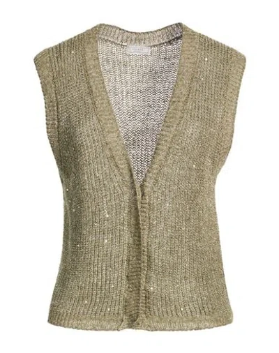 Peserico Woman Cardigan Sage Green Size 8 Linen, Polyamide