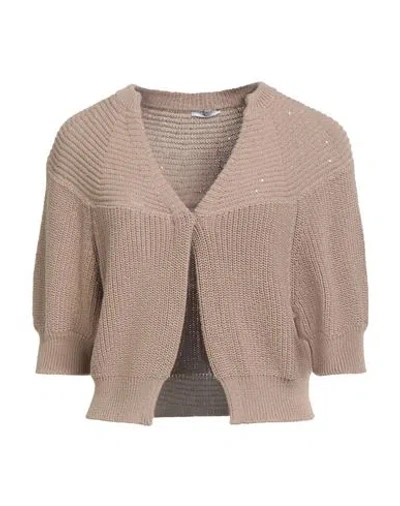 Peserico Woman Cardigan Sand Size 6 Cotton, Polyester