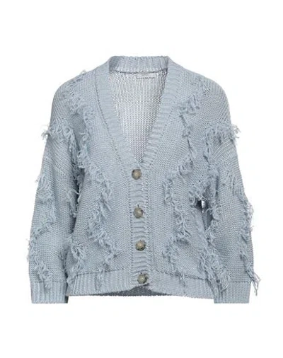 Peserico Woman Cardigan Sky Blue Size 8 Linen, Cotton