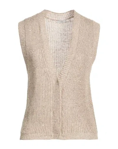 Peserico Woman Cardigan Taupe Size 10 Linen, Polyamide In Neutral