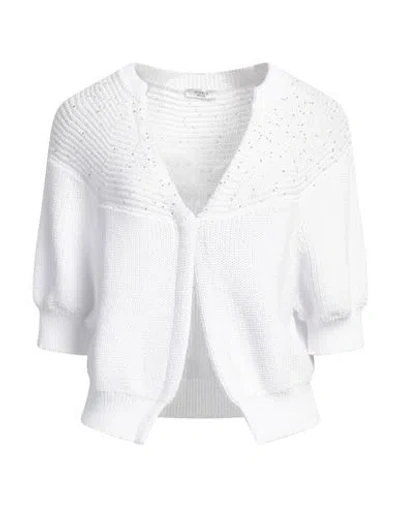 Peserico Woman Cardigan White Size 12 Cotton, Polyester