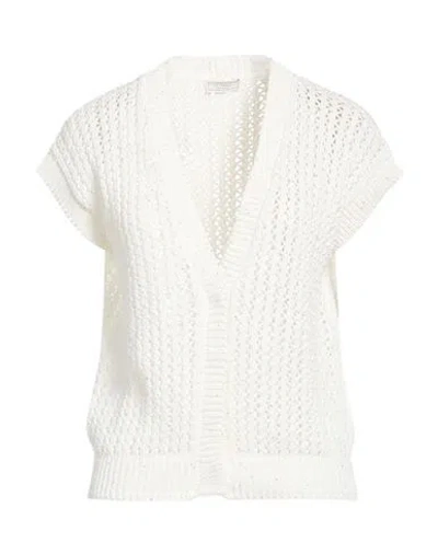 Peserico Woman Cardigan White Size 6 Cotton, Polyester
