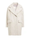 Peserico Woman Coat Beige Size 12 Virgin Wool, Alpaca Wool, Cotton, Polyamide, Silk