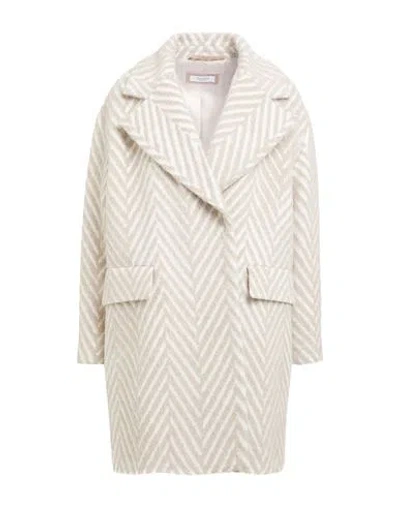 Peserico Woman Coat Beige Size 12 Virgin Wool, Alpaca Wool, Cotton, Polyamide, Silk