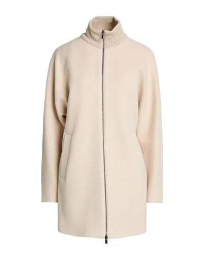 Peserico Woman Coat Beige Size 4 Virgin Wool, Polyamide, Cashmere In Brown