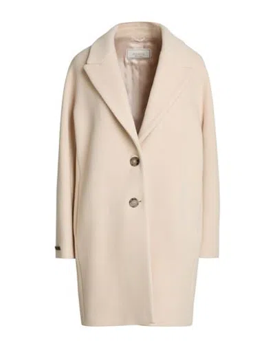Peserico Woman Coat Beige Size 6 Virgin Wool, Polyamide, Cashmere In Neutral