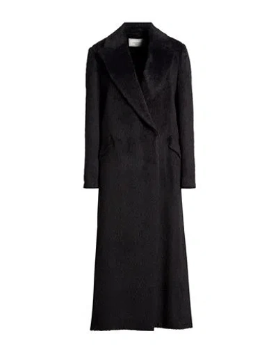Peserico Woman Coat Black Size 4 Alpaca Wool, Virgin Wool